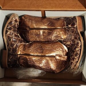 Anderson Bean Copper and Brown Heeled Boots 8C Womens